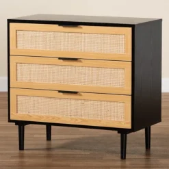 Kirkland's Home Dressers & Chests-Tara Two-Tone Espresso Rattan Dresser