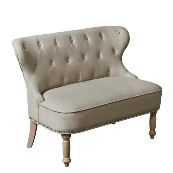 Kirkland's Home Sofas & Loveseats-Taupe Button Tufted Nailhead Trim Settee