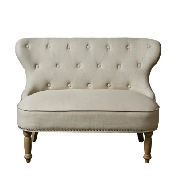 Kirkland's Home Sofas & Loveseats-Taupe Button Tufted Nailhead Trim Settee