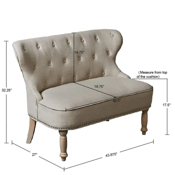 Kirkland's Home Sofas & Loveseats-Taupe Button Tufted Nailhead Trim Settee
