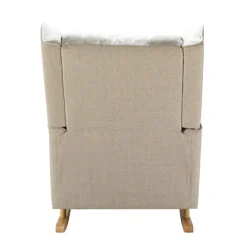 Kirkland's Home Accent Chairs-Taupe Upholstered Natural Base Wingback Rocker