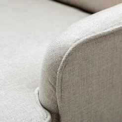 Kirkland's Home Accent Chairs-Taupe Upholstered Natural Base Wingback Rocker