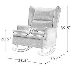 Kirkland's Home Accent Chairs-Taupe Upholstered Natural Base Wingback Rocker