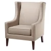 Kirkland's Home Accent Chairs-Taupe Upholstered Wingback Accent Chair