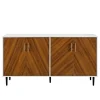Kirkland's Home Tv Stands & Media Consoles-Teak And White Chevron Door Tv Stand