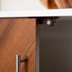 Kirkland's Home Tv Stands & Media Consoles-Teak And White Chevron Door Tv Stand