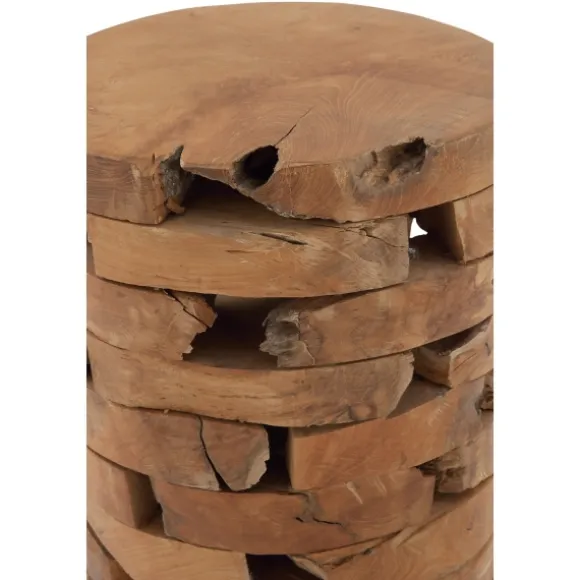 Kirkland's Home Benches & Ottomans-Teak Wood Stacked Round Stool