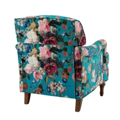 Kirkland's Home Accent Chairs-Teal Floral Classic Accent Chair