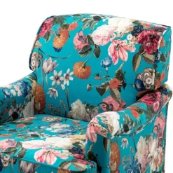 Kirkland's Home Accent Chairs-Teal Floral Classic Accent Chair