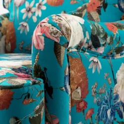 Kirkland's Home Accent Chairs-Teal Floral Classic Accent Chair