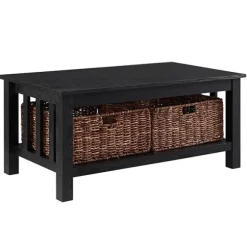 Kirkland's Home Coffee Tables-Traditional Wooden Basket Coffee Table