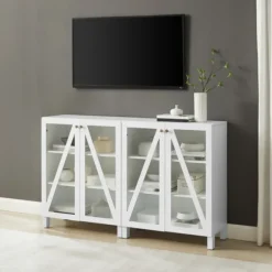 Kirkland's Home Tv Stands & Media Consoles-Triangle 4-Door Wood Media Cabinet