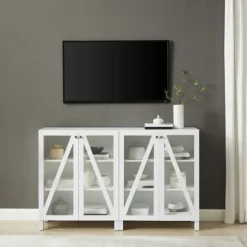Kirkland's Home Tv Stands & Media Consoles-Triangle 4-Door Wood Media Cabinet