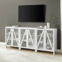 Kirkland's Home Tv Stands & Media Consoles-Triangle 6-Door Wood Media Cabinet