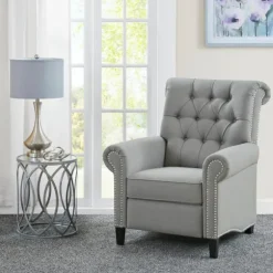 Kirkland's Home Accent Chairs-Tufted Back Nailhead Trim Recliner Armchair