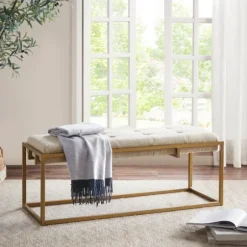 Kirkland's Home Benches & Ottomans-Tufted Bronze Metal Bench