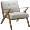 Kirkland's Home Accent Chairs-Tufted Pecan Wood Mid-Century Modern Armchair