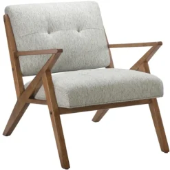 Kirkland's Home Accent Chairs-Tufted Pecan Wood Mid-Century Modern Armchair