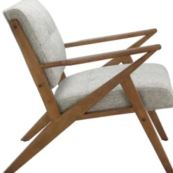 Kirkland's Home Accent Chairs-Tufted Pecan Wood Mid-Century Modern Armchair