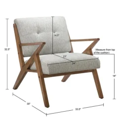 Kirkland's Home Accent Chairs-Tufted Pecan Wood Mid-Century Modern Armchair