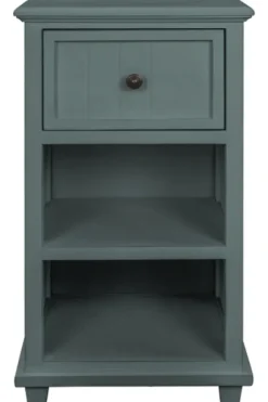 Kirkland's Home Accent & End Tables-Turquoise Slim Wooden 2-Shelf Side Table