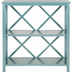 Kirkland's Home Bookshelves-Turquoise Trellis Pine Wood Bookshelf