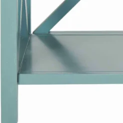 Kirkland's Home Bookshelves-Turquoise Trellis Pine Wood Bookshelf