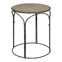 Kirkland's Home Accent & End Tables-Twisted Metal Leg Rattan Top Accent Table