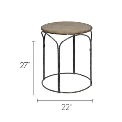 Kirkland's Home Accent & End Tables-Twisted Metal Leg Rattan Top Accent Table