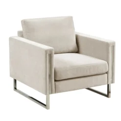 Kirkland's Home Accent Chairs-Upholstered And Chrome Accent Chair