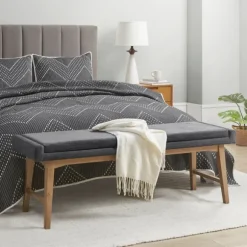 Kirkland's Home Benches & Ottomans-Upholstered And Wood Legs Bench