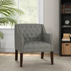 Kirkland's Home Accent Chairs-Upholstered Button Tufted Accent Chair