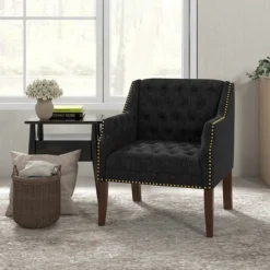 Kirkland's Home Accent Chairs-Upholstered Button Tufted Accent Chair