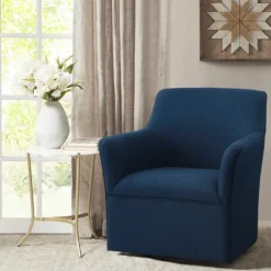 Kirkland's Home Accent Chairs-Upholstered Flared Arm Swivel Accent Chair