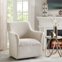 Kirkland's Home Accent Chairs-Upholstered Flared Arm Swivel Accent Chair