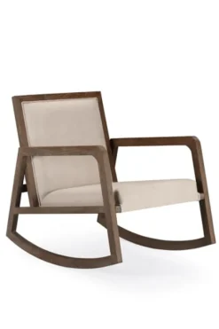 Kirkland's Home Accent Chairs-Upholstered Linen Wood Rocker Accent Chair