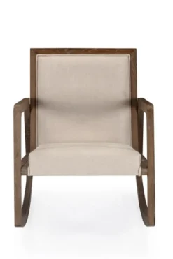 Kirkland's Home Accent Chairs-Upholstered Linen Wood Rocker Accent Chair