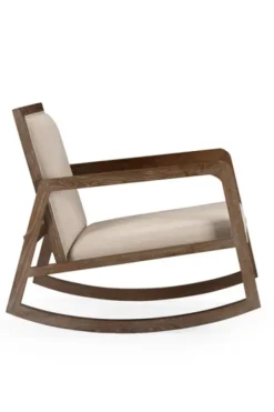 Kirkland's Home Accent Chairs-Upholstered Linen Wood Rocker Accent Chair