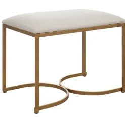 Kirkland's Home Benches & Ottomans-Upholstered Seat And Gold Metal Bench