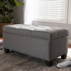 Kirkland's Home Benches & Ottomans-Upholstered Storage Ottoman