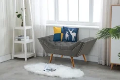 Kirkland's Home Benches & Ottomans-Upholstered Tufted Button Curved Bench