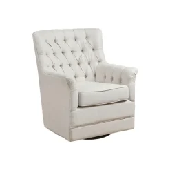 Kirkland's Home Accent Chairs-Upholstered Tufted Swivel Accent Chair
