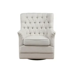 Kirkland's Home Accent Chairs-Upholstered Tufted Swivel Accent Chair
