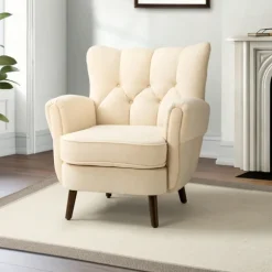 Kirkland's Home Accent Chairs-Upholstered Tufted Wingback Accent Chair