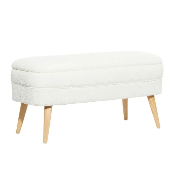 Kirkland's Home Benches & Ottomans-Upholstered Wood Leg Storage Bench