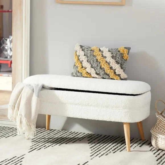 Kirkland's Home Benches & Ottomans-Upholstered Wood Leg Storage Bench