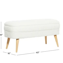 Kirkland's Home Benches & Ottomans-Upholstered Wood Leg Storage Bench