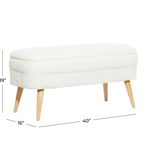 Kirkland's Home Benches & Ottomans-Upholstered Wood Leg Storage Bench