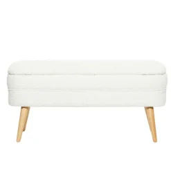 Kirkland's Home Benches & Ottomans-Upholstered Wood Leg Storage Bench