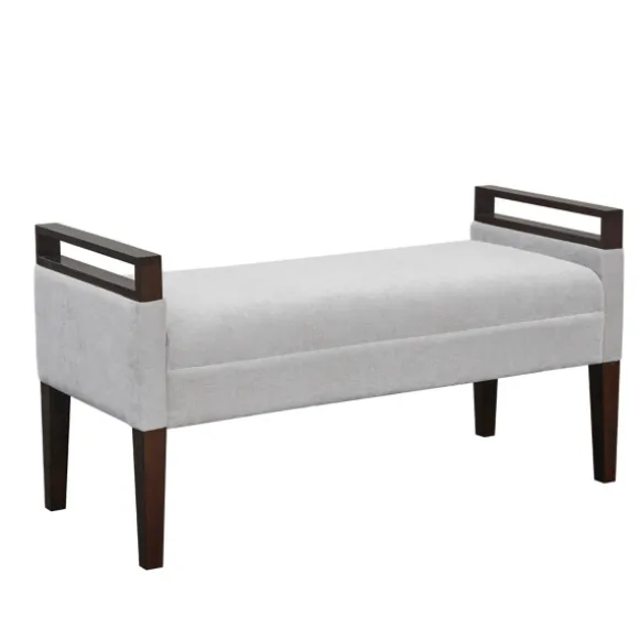 Kirkland's Home Benches & Ottomans-Upholstered Wood Trim Bench